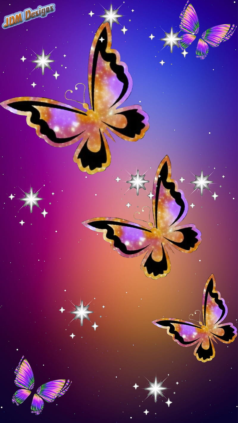 Glowing Butterflies, butterfly, curved, purple, HD phone wallpaper
