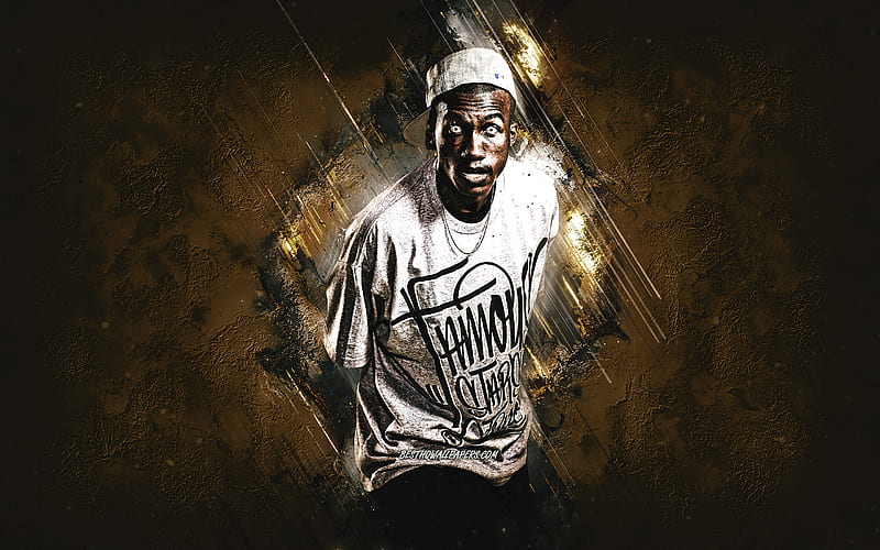 Hopsin American Rapper Portrait Brown Stone Background Marcus