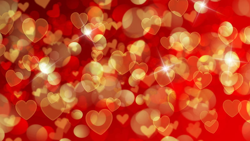 Yellow Red Shine Hearts Shapes Heart, HD wallpaper