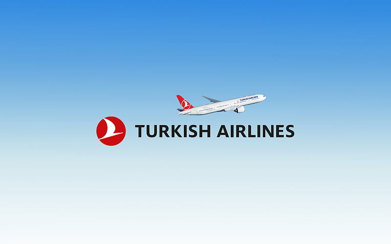Turkish Airlines logo, passenger airlines, blue sky, passenger airplanes, Turkey, HD wallpaper