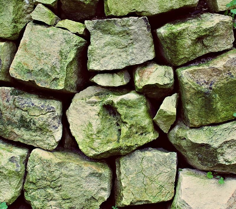 wall, barrier, green, rock, stone, texture, HD wallpaper