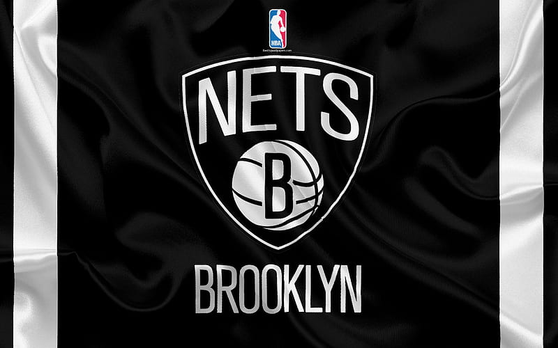 Brooklyn Nets, basketball club, NBA, emblem, logo, USA, National Basketball Association, silk flag, basketball, Brooklyn, New York, USA basketball league, Atlantic Division, HD wallpaper