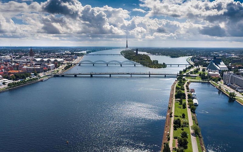 River Daugava, Riga, Latvia, Latvia, river, Riga, Daugava, HD wallpaper
