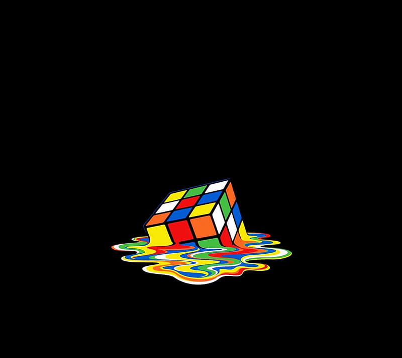 Rubiks Cube, colorful, colors, cool, melt, melting, rubic, rubics, HD wallpaper