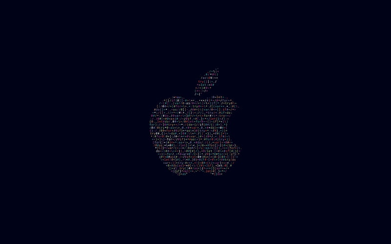 Apple, logo, creative art blue background, apple from letters, emblem, HD wallpaper