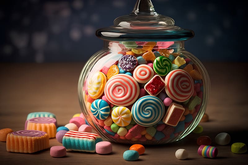 Colorful candies, Sugar, Sweet, Candy, Jar, HD wallpaper