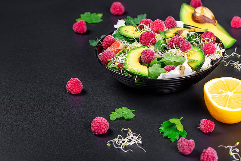 Food, Salad, Avocado, Berry, Raspberry, Still Life, HD wallpaper