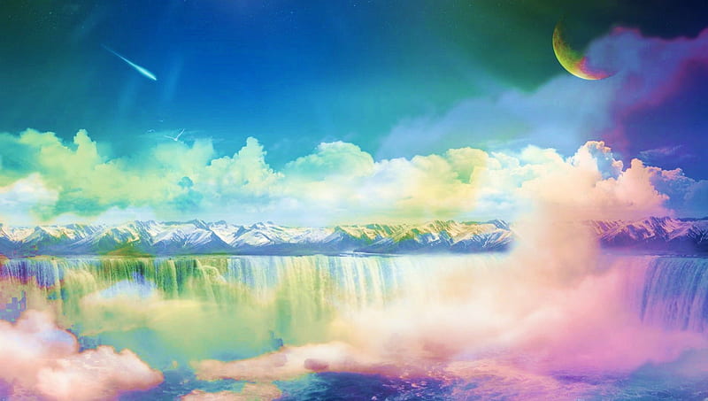 beautiful colored sky, fantasy arts, fantasy, sky, welt, HD wallpaper
