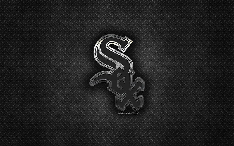Chicago White Sox, American baseball club, black metal texture, metal logo, emblem, MLB, Chicago, Illinois, USA, Major League Baseball, creative art, baseball, HD wallpaper