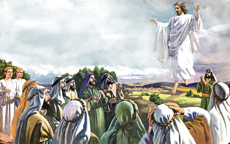 Ascension of Christ, Ascension, Christ, apostles, angels, Jesus, HD wallpaper