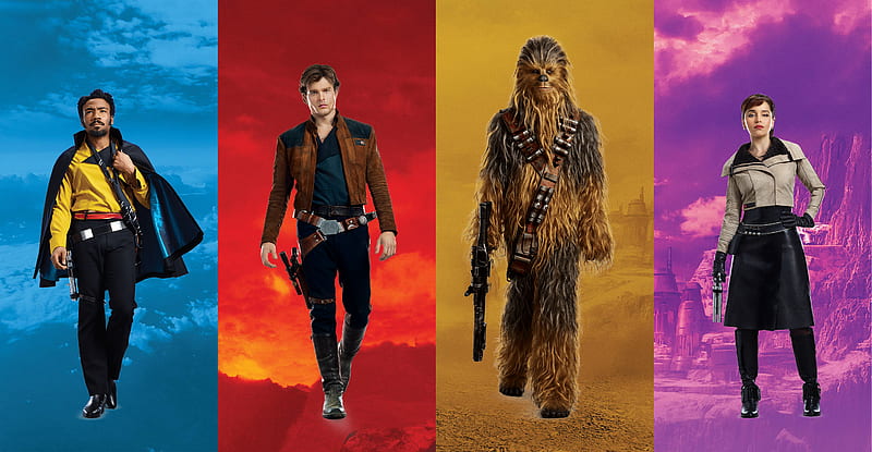 Star Wars, Solo: A Star Wars Story, Alden Ehrenreich, Chewbacca, Donald Glover, Emilia Clarke, Han Solo, Lando Calrissian, Qi'ra (Star Wars), HD wallpaper