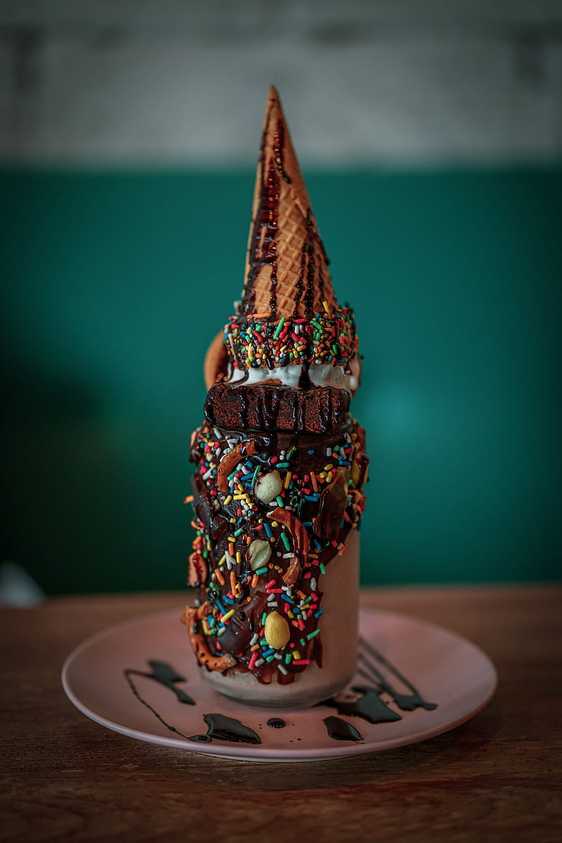 dessert, ice cream, chocolate, sprinkle, sweet, HD phone wallpaper