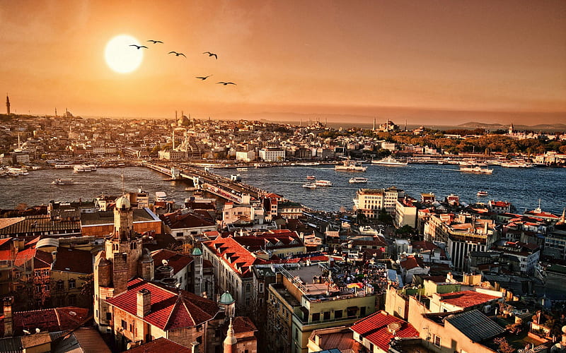 Istanbul , night, downtown, HD wallpaper