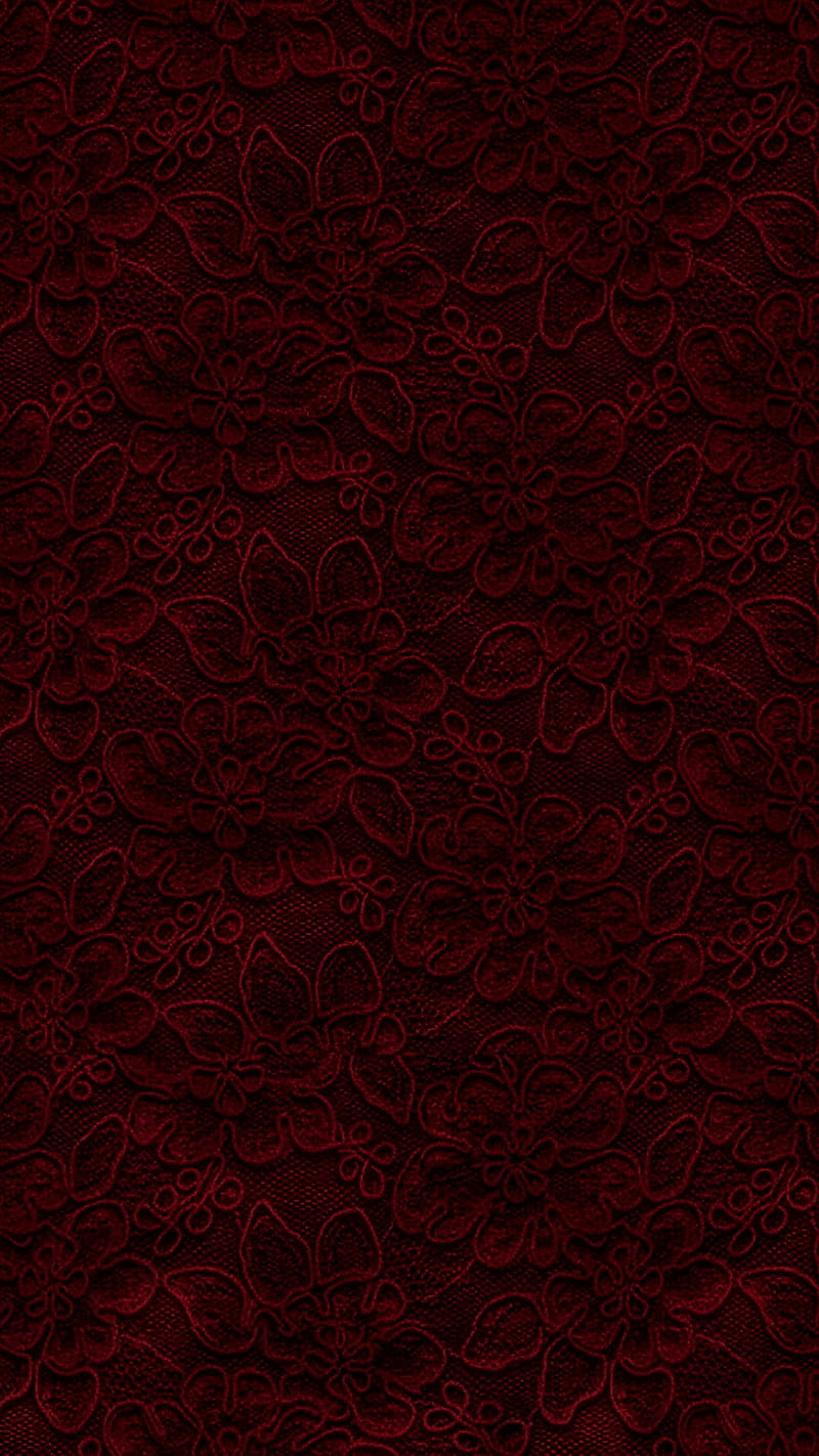 Dark Red Floral Lace, dark red, flowers, pattern, romance, romantic, vintage, HD phone wallpaper