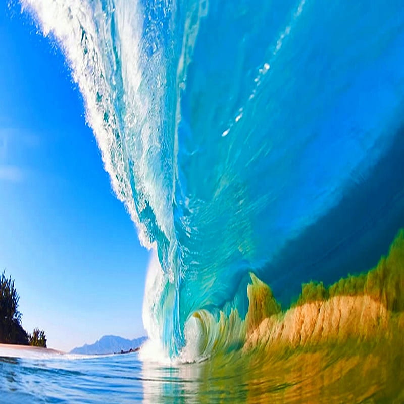 wave, beach, blue, ocean, pipeline, sand, HD phone wallpaper