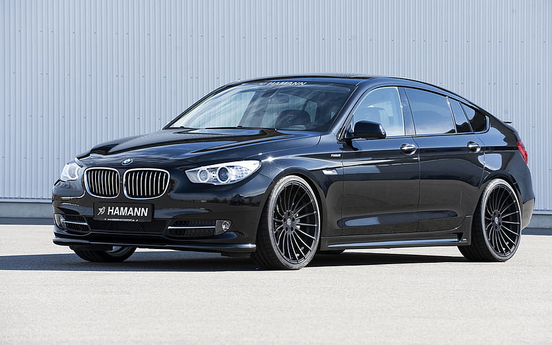BMW 5 GT, Gran Turismo, black 5-series, 550i, Hamann, F07, tuning 5 GT, front view, German cars, BMW, HD wallpaper