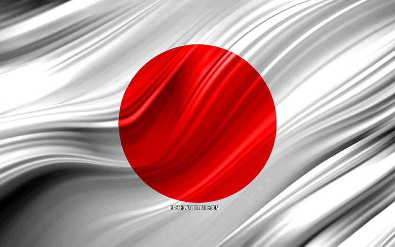 japanese flag, Asian countries, 3D waves, Flag of Japan, national symbols, japan 3D flag, art, Asia, japan, HD wallpaper