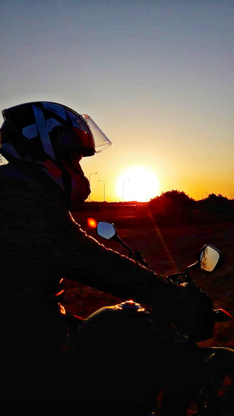 Atardecer en moto , sunset, biker, bikes, motos, nature, paisajes, HD phone wallpaper