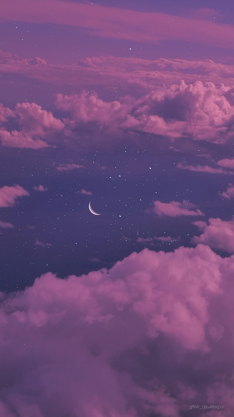 A dream, aerial view, aesthetics, airplane view, clouds, cloudscape, cosmic, crescent, crescent moon, dreamy, magic, magical, moon, moon art, nature, pink aesthetics, pink clouds, shoot_thismoment, sky, space, space art, starry, starry sky, stars, vaporwave, HD phone wallpaper