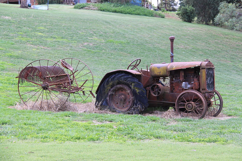 Gone but not forgotten, tractor, antique, plough, rust, old, HD wallpaper