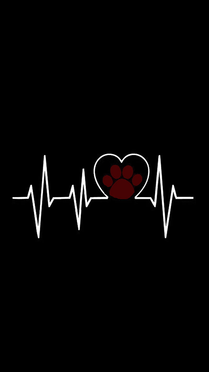 Heartbeat, beat, black, dog, heart, paw, wolf, HD phone wallpaper | Peakpx