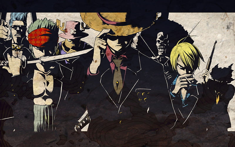 One Piece - Luffy and Company, badass, straw hat, pirate, one piece, cool, zoro, sanji, luffy, crew, HD wallpaper
