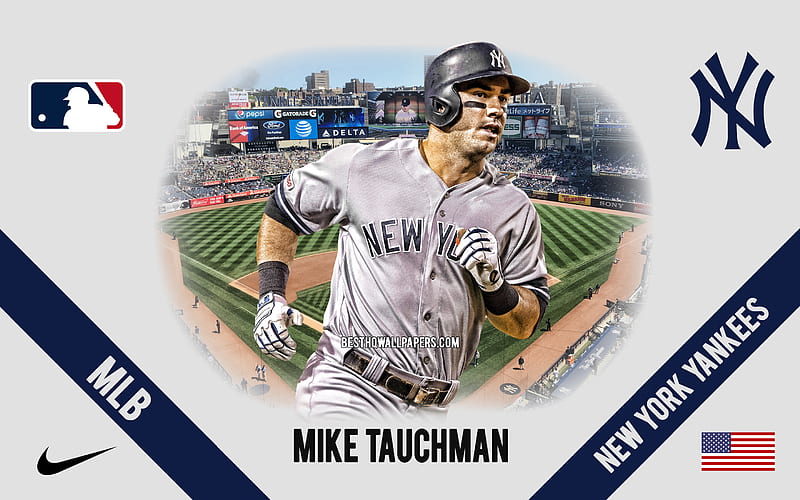 Mike Tauchman, New York Yankees, American Baseball Player, MLB, portrait, USA, baseball, Yankee Stadium, New York Yankees logo, Major League Baseball, HD wallpaper