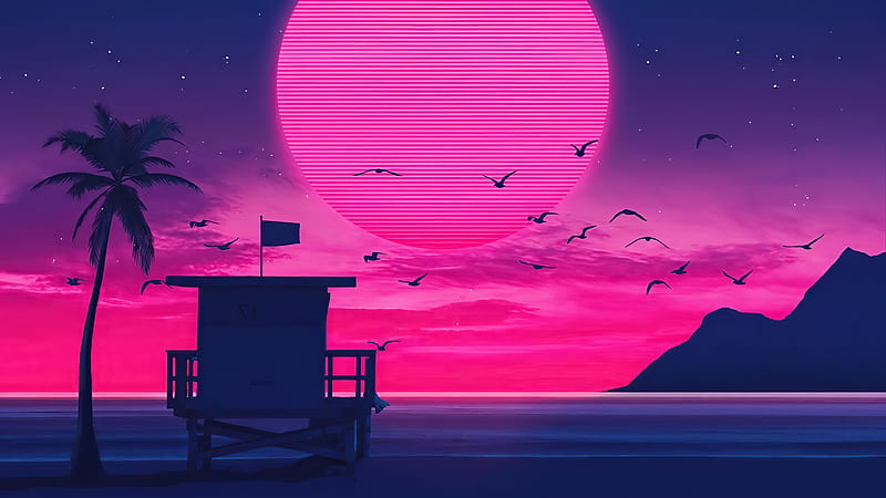 Wallpaper Vaporwave, Atmosphere, Art, Water, Building, Background -  Download Free Image