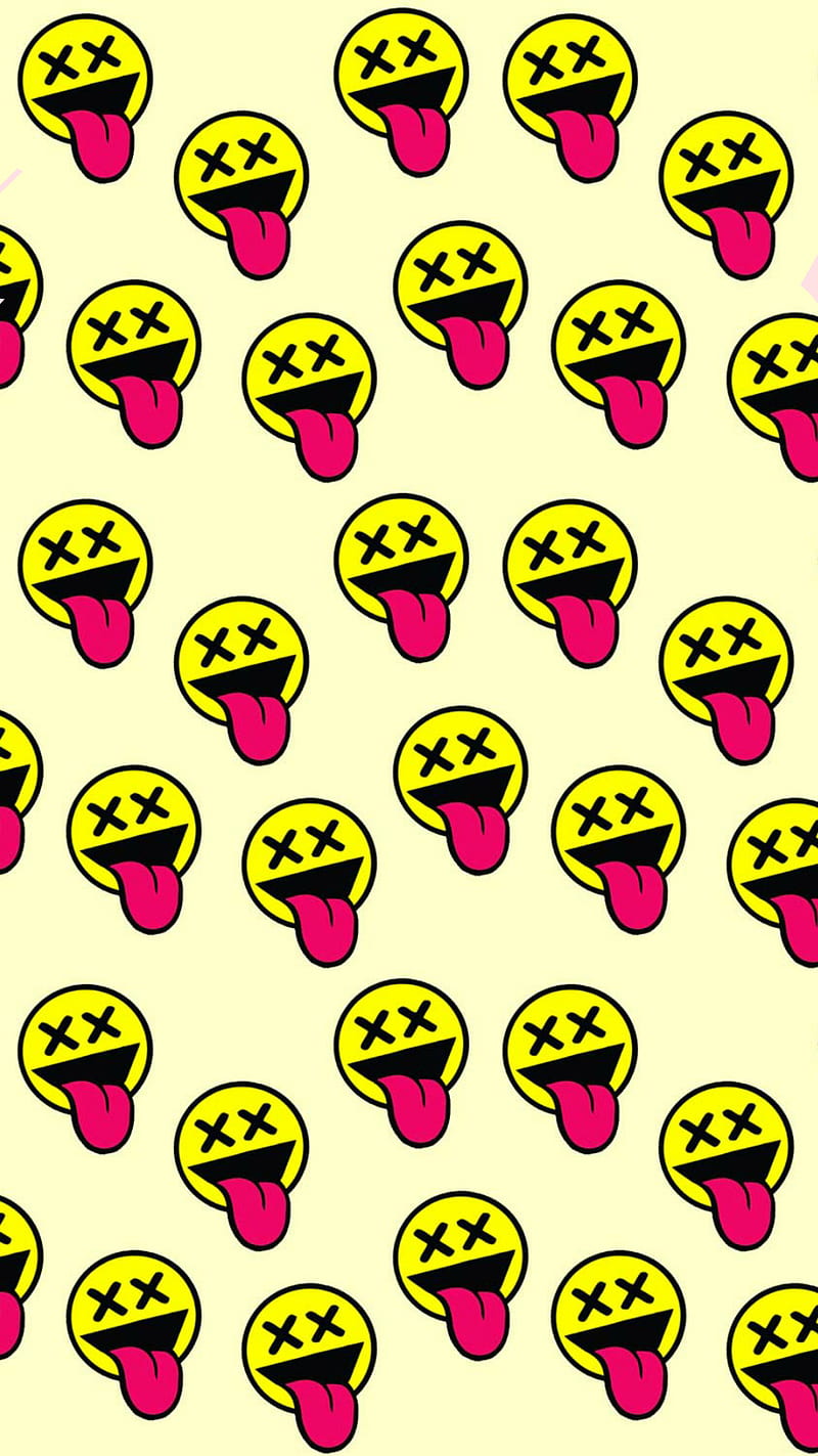 Emoji, pattern, patterns, yellow, yellow pattern, HD phone wallpaper