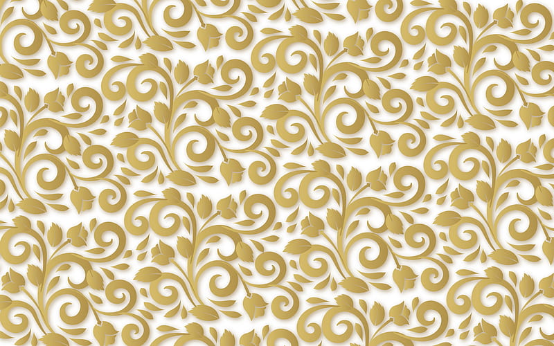 white background with gold ornaments, ornaments white background, floral ornaments, golden background, HD wallpaper
