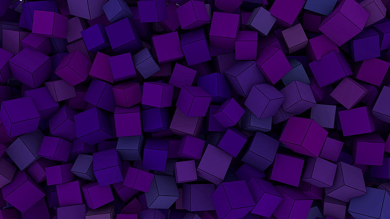 cubes, shapes, volume, purple, HD wallpaper