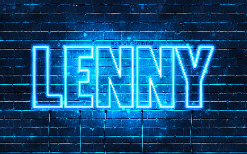 Lenny with names, horizontal text, Lenny name, Happy Birtay Lenny, popular german male names, blue neon lights, with Lenny name, HD wallpaper