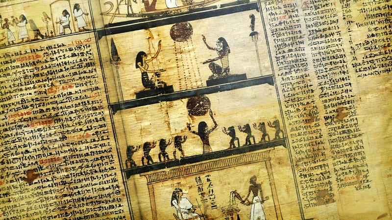 Egyptian Papyrus, Pyramids, art, ancient, Egypt, HD wallpaper