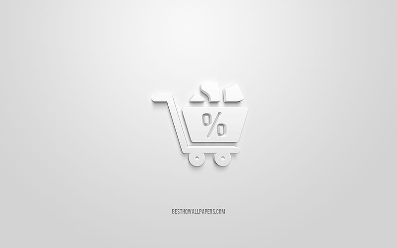 Discount 3d icon, white background, 3d symbols, Black Friday, creative 3d art, 3d icons, Discount, Black Friday sign, Sale 3d icons, HD wallpaper