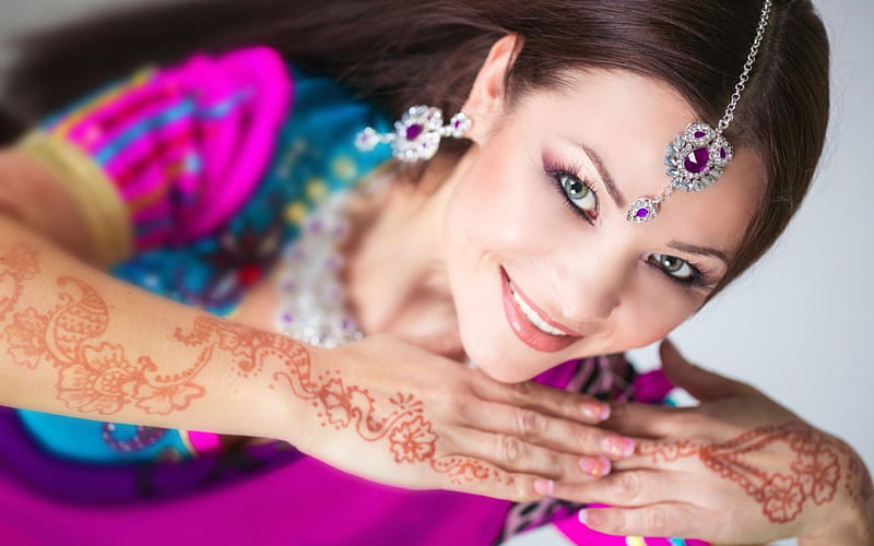 Indian beauty, mode, paint, indian, woman, girl, body, beauty, jewel, pink, blue, HD wallpaper Indian beauty, mode, paint, indian, woman, girl, body, beauty, jewel, pink, blue, HD wallpaper