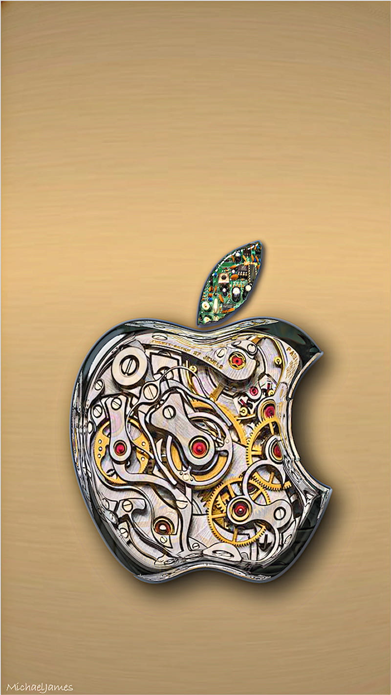 Apple Inside, electronics, gears, logo, metal, HD phone wallpaper