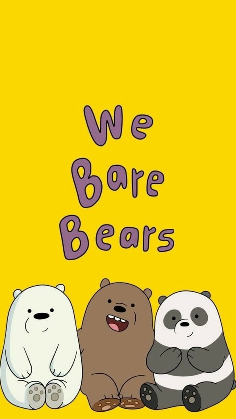 We Bare Bears, cartoon, cartoon network, drawing, yellow, HD phone wallpaper