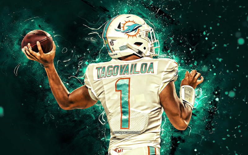 Tua Tagovailoa, Miami Dolphins, NFL, American Football, Portrait, Turquoise  Stone Background, HD wallpaper | Peakpx