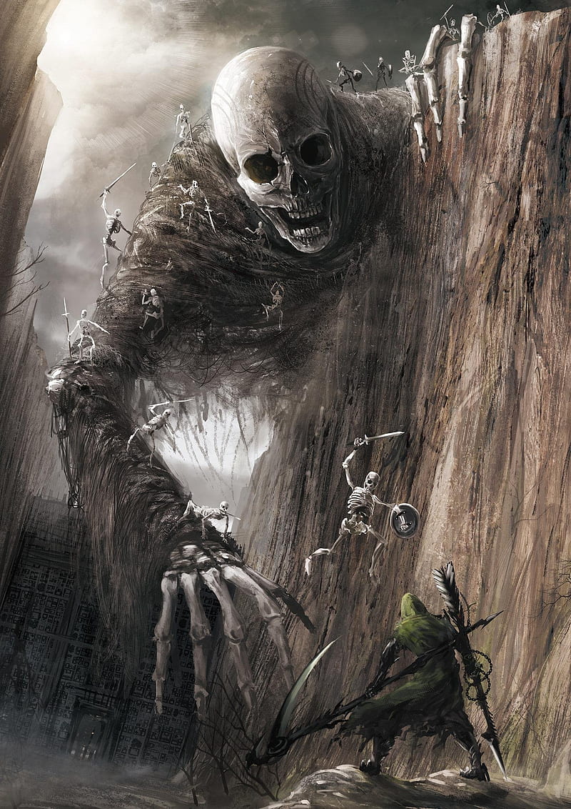 skeleton, skull, creepy, giant, HD phone wallpaper
