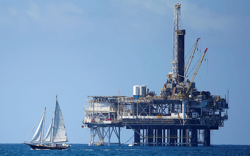 Oil platform, offshore oil production, oil production, offshore drilling rig, offshore platform, petroleum, Oil platform at sea, HD wallpaper