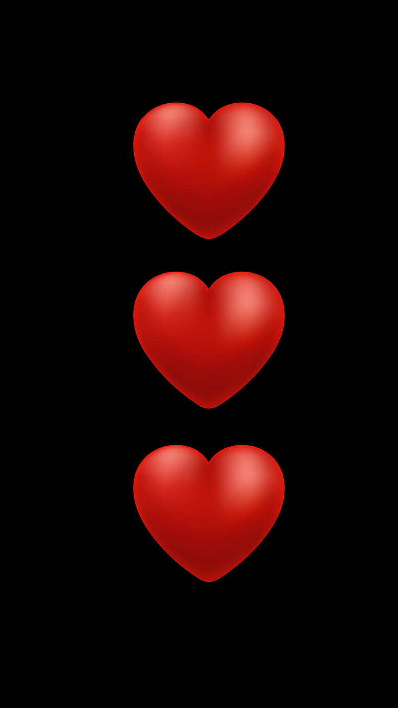 Three red hearts, black, crush, cute, heart, in love, love, valentine,  valentine's day, HD phone wallpaper | Peakpx