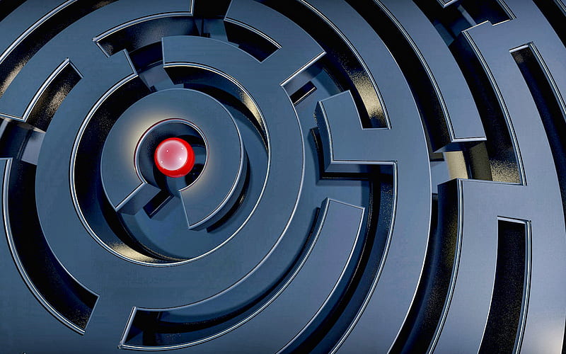 maze, view from above, search for a way, pathfinding, black maze, business concepts, HD wallpaper