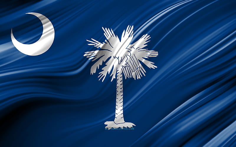 South Carolina flag, american states, 3D waves, USA, Flag of South Carolina, United States of America, South Carolina, administrative districts, South Carolina 3D flag, States of the United States, HD wallpaper