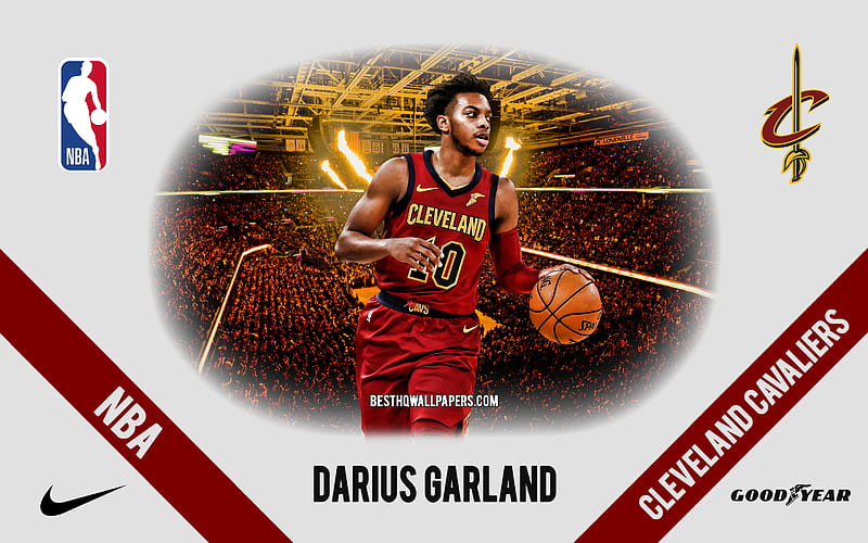 Darius Garland, Cleveland Cavaliers, American Basketball Player, NBA, portrait, USA, basketball, Rocket Mortgage FieldHouse, Cleveland Cavaliers logo, HD wallpaper