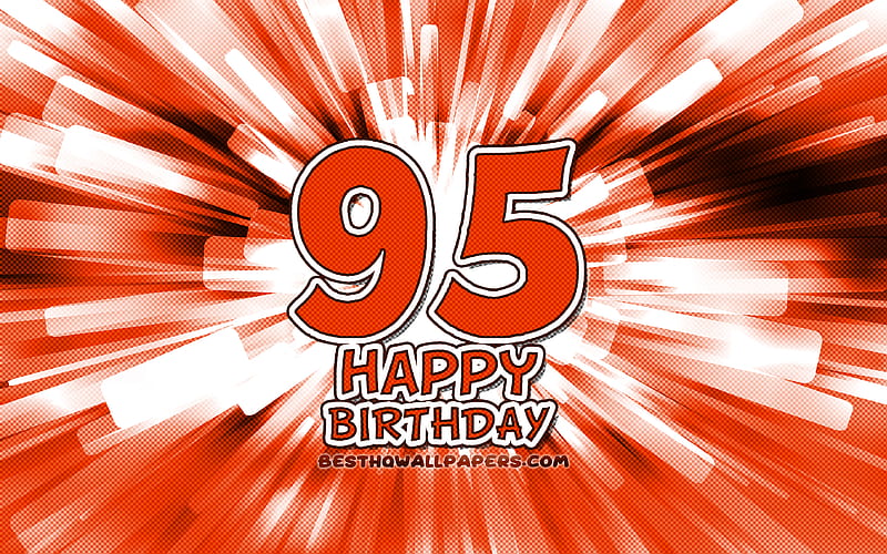 Happy 95th birtay orange abstract rays, Birtay Party, creative, Happy 95 Years Birtay, 95th Birtay Party, 95th Happy Birtay, cartoon art, Birtay concept, 95th Birtay, HD wallpaper