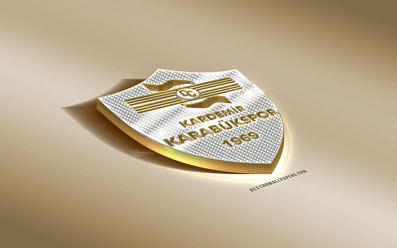 Kardemir Karabukspor, Turkish football club, golden silver logo, Karabuk, Turkey, TFF First League, PTT 1 Lig, 3d golden emblem, creative 3d art, football, Kardemir Karabuk, HD wallpaper