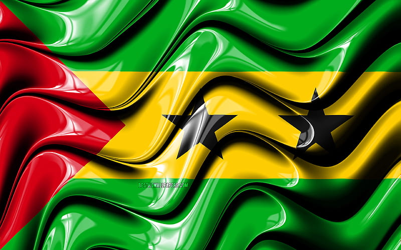 Sao Tome and Principe flag Africa, national symbols, Flag of Sao Tome and Principe, 3D art, Sao Tome and Principe, African countries, Sao Tome and Principe 3D flag, HD wallpaper