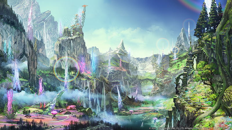 Fantasy Land, cg, ffxiv, sakura, fantasy, game, final fantasy, scenery, HD wallpaper