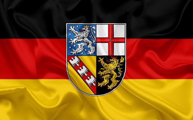 Flag of Saarland, Land of Germany, flags of German Lands, Saarland, States of Germany, silk flag, Federal Republic of Germany, HD wallpaper