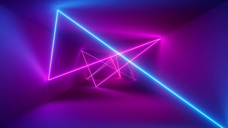 neon room, lines, laser lights, Abstract, HD wallpaper